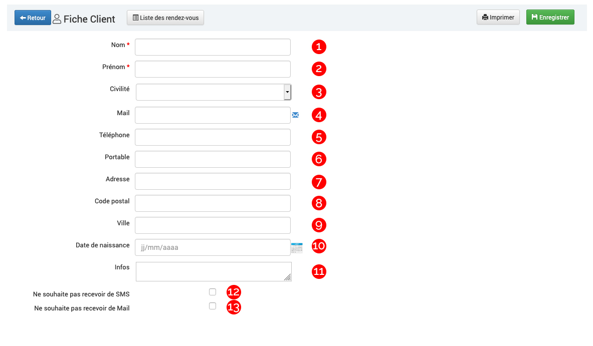 Créer une fiche client