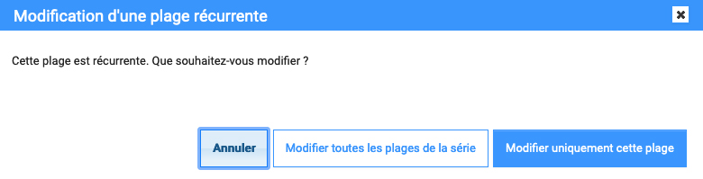 Modifier uniquement cette plage Modifier uniquement cette plage