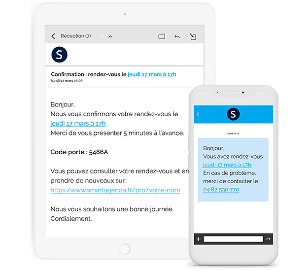 Rappel de RDV par e-mail & SMS